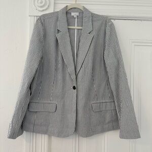 J. Jill Grey and White Striped Blazer